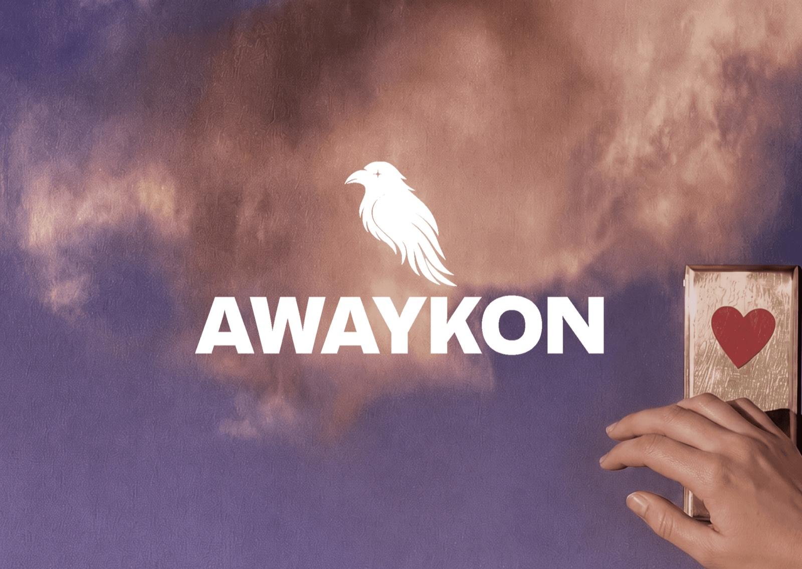 The AWAYKON app over a sky backdrop