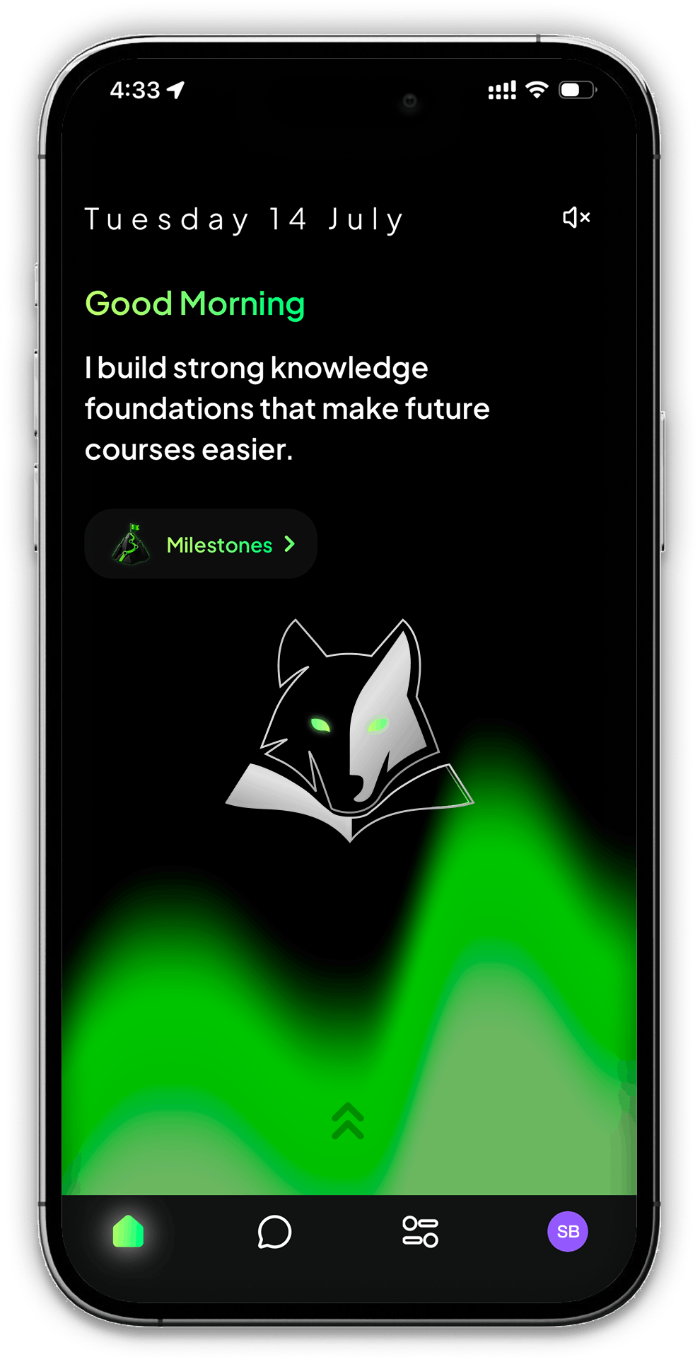 WolfX app home screen on a phone